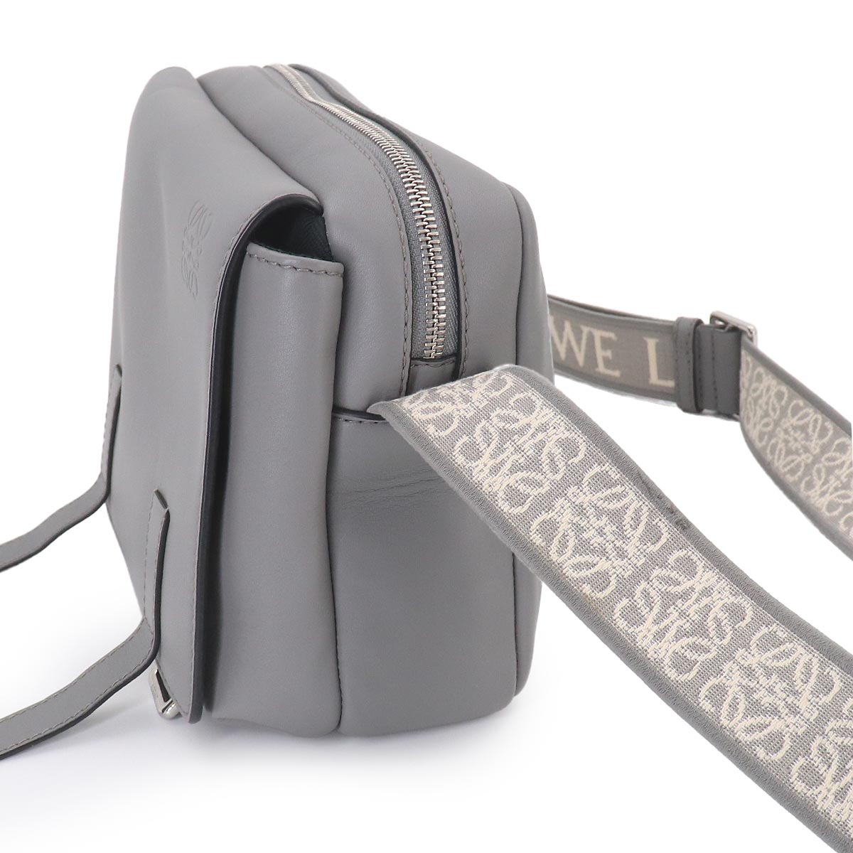 Military Messenger XS Shoulder Bag Leather Gray Purse
