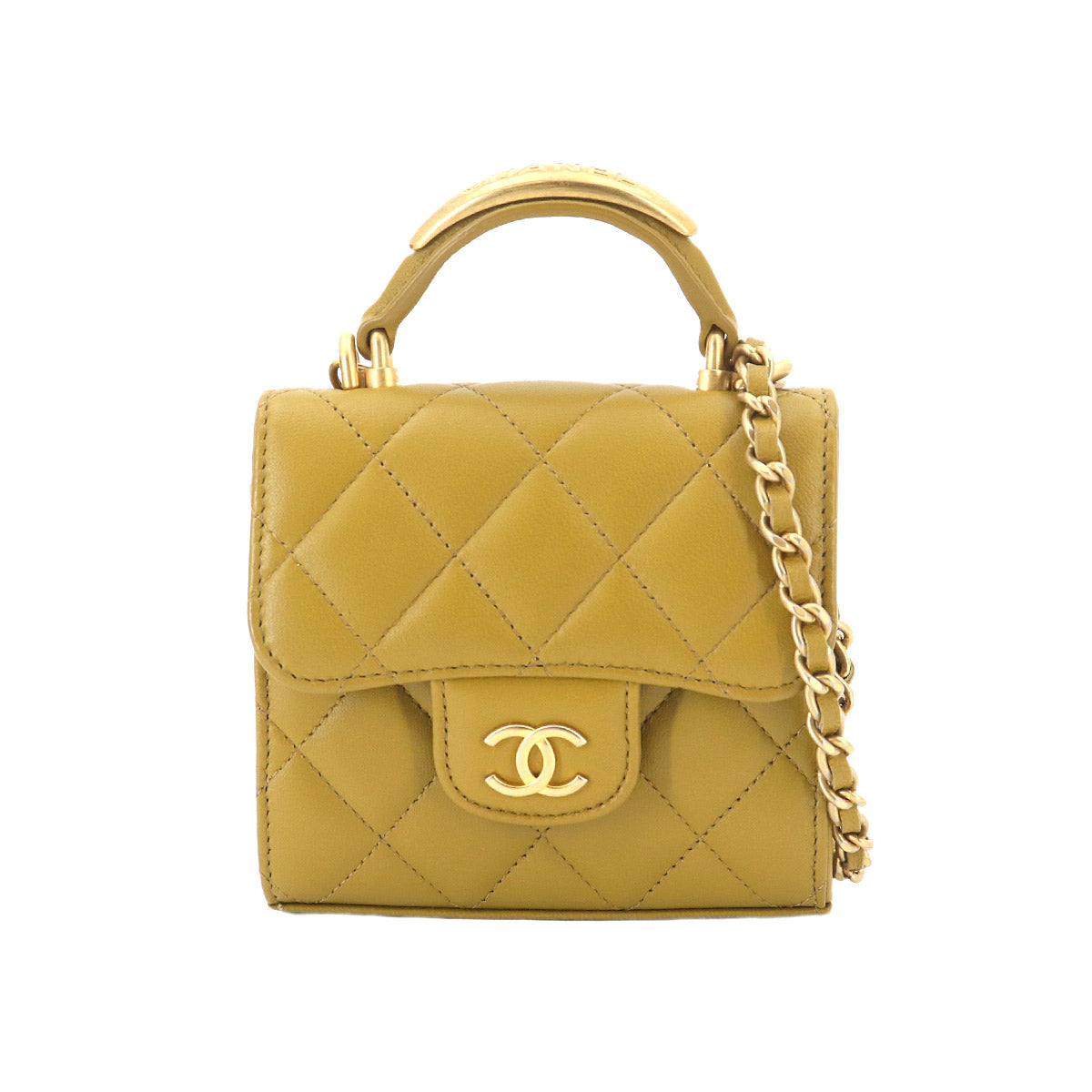 Matelasse Mini Chain Shoulder Bag Leather Green