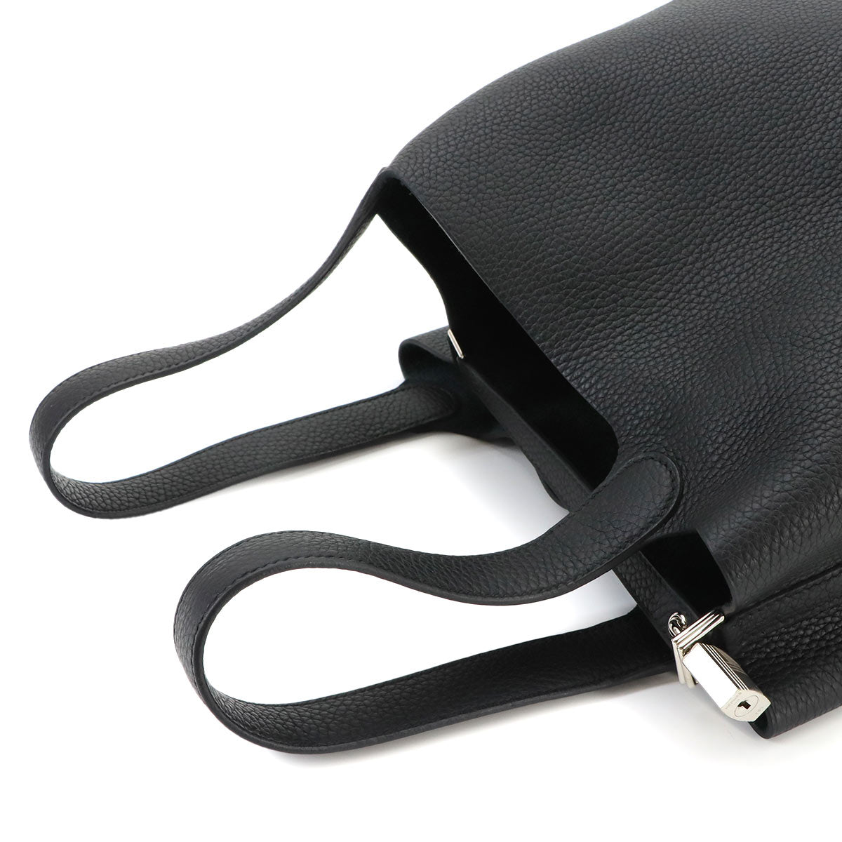 Picotin Lock MM Hand Bag Taurillon Clemence Black Purse