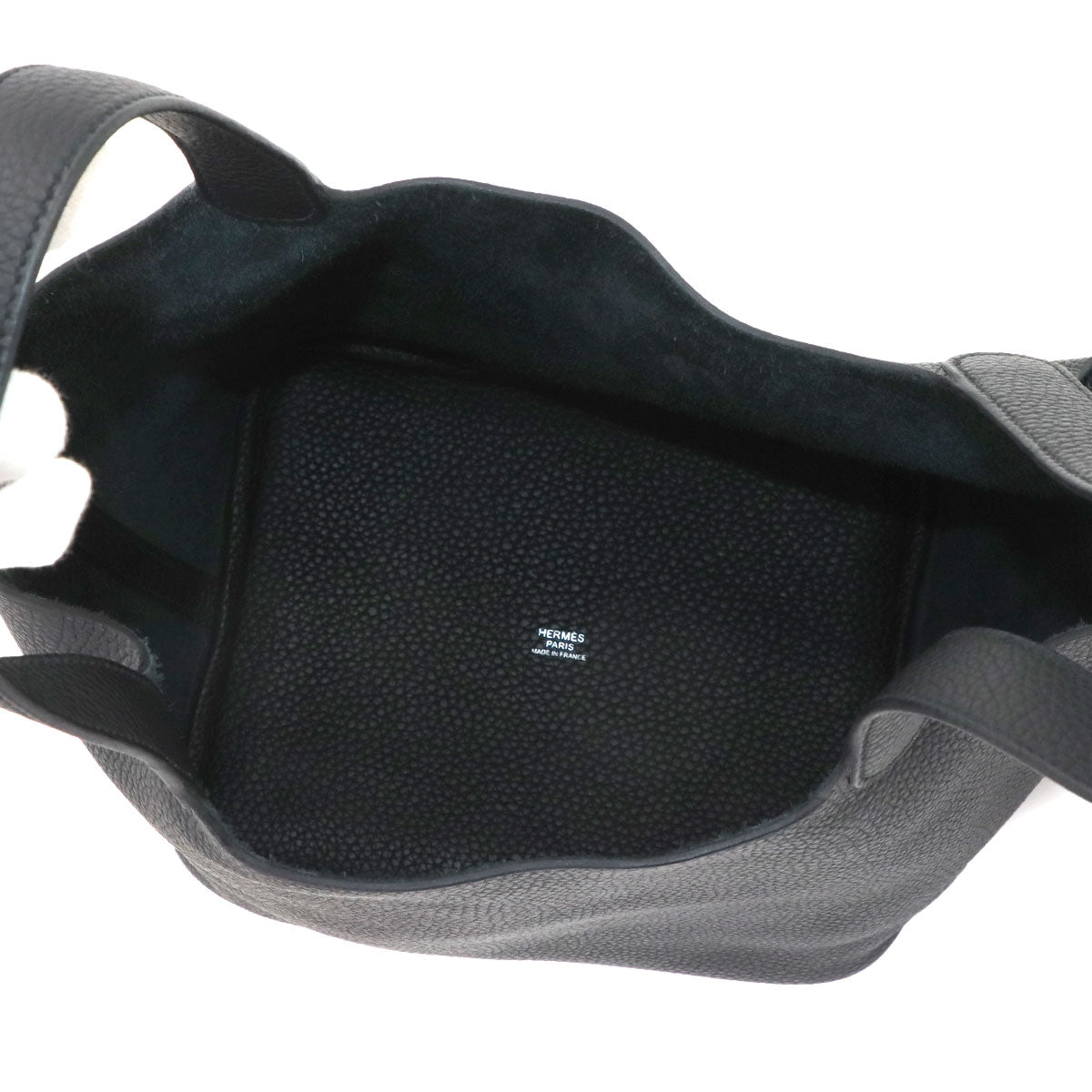 Picotin Lock MM Hand Bag Taurillon Clemence Black Purse