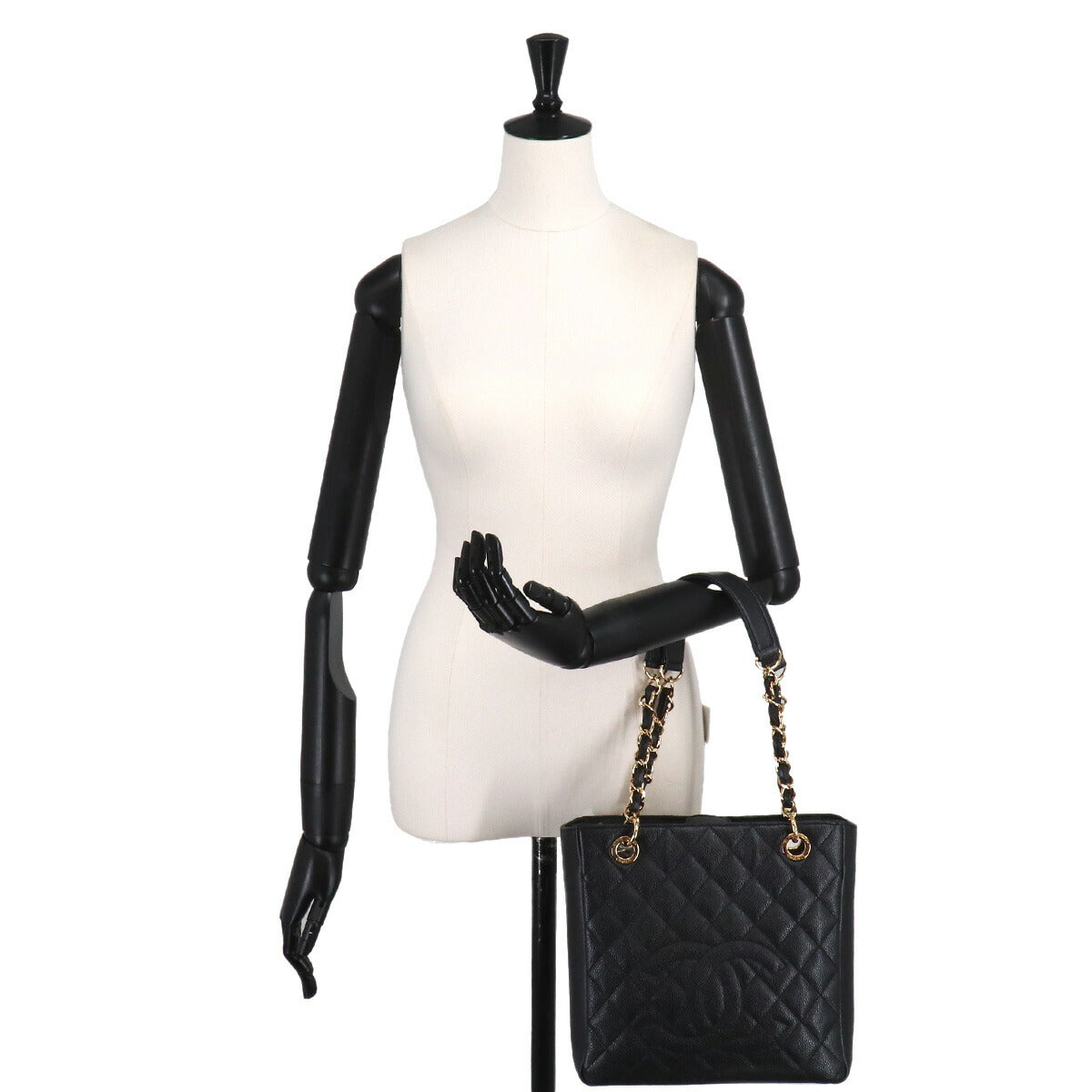 Matelasse PST Chain Tote Bag Leather Black A20994