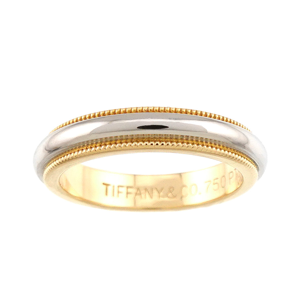 Milgrain Band Ring 18K 750 YG Pt Platinum Size3.75-4(US)