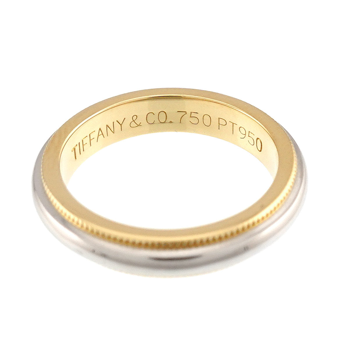 Milgrain Band Ring 18K 750 YG Pt Platinum Size3.75-4(US)