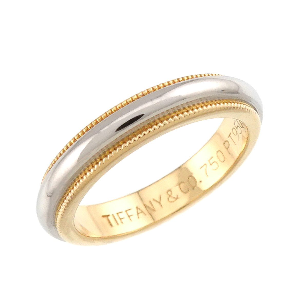 Milgrain Band Ring 18K 750 YG Pt Platinum Size3.75-4(US)