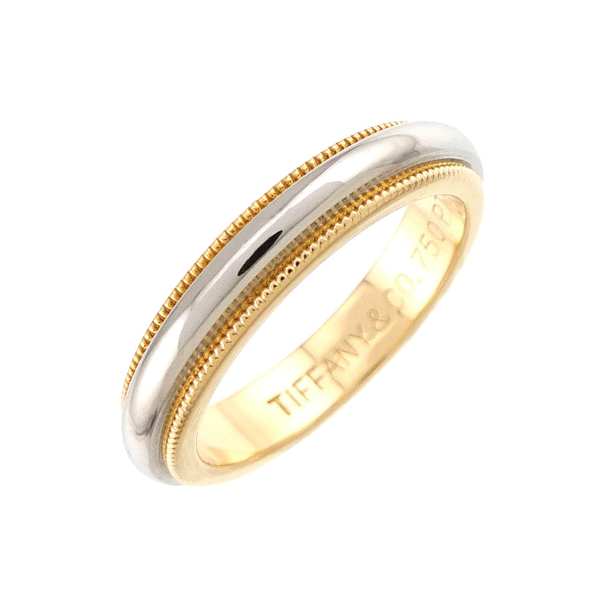 Milgrain Band Ring 18K 750 YG Pt Platinum Size3.75-4(US)