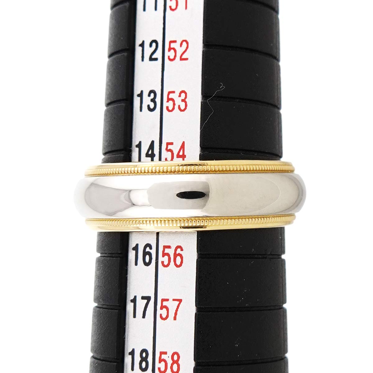 Milgrain Band Ring 18K YG 750 Platinum Size6.75-7.25US