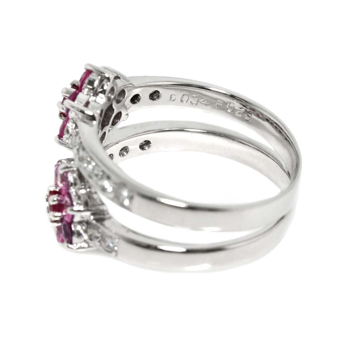 Sapphire 0.78ct Diamond 0.34ct Ruby Ring 18K WG 5.25(US)