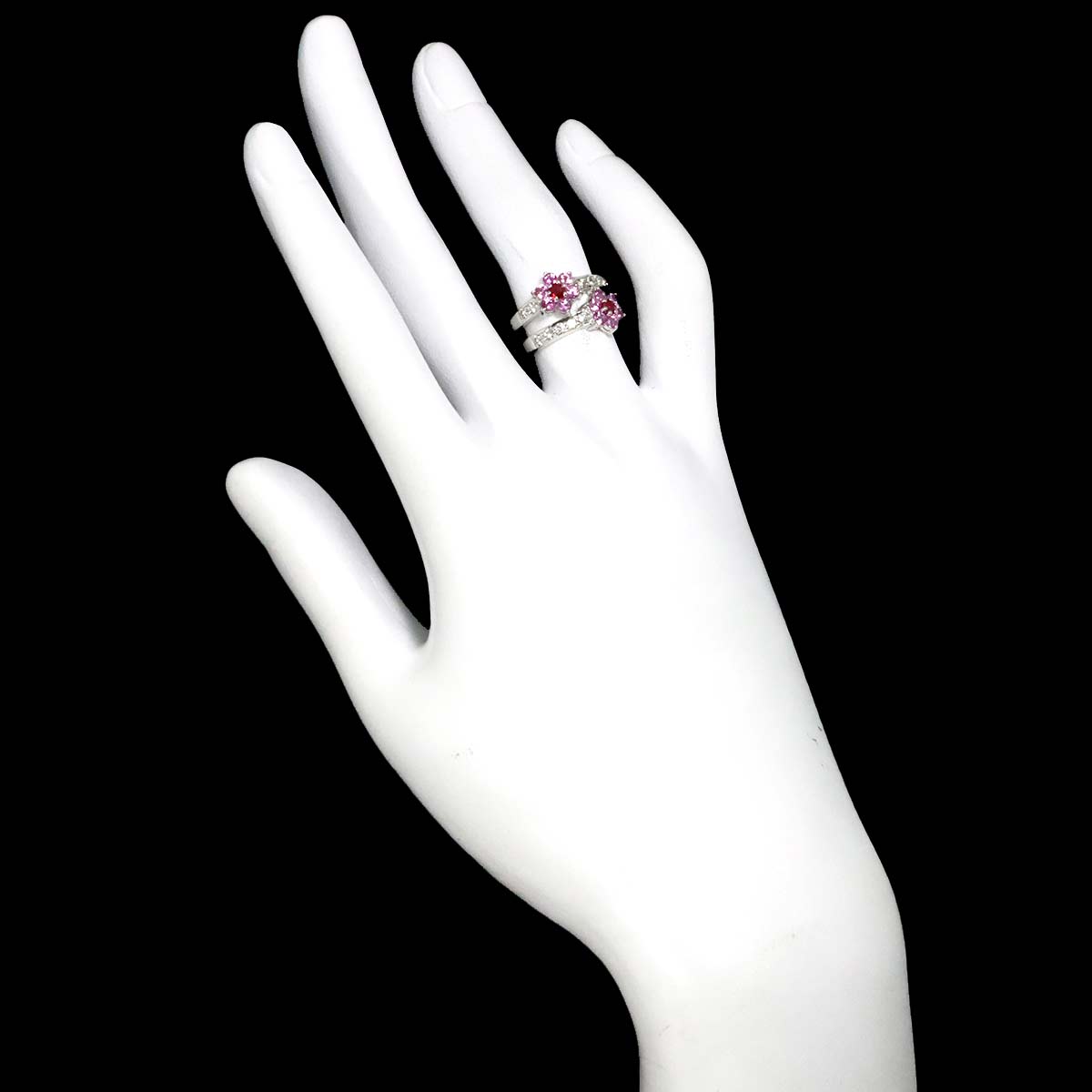 Sapphire 0.78ct Diamond 0.34ct Ruby Ring 18K WG 5.25(US)