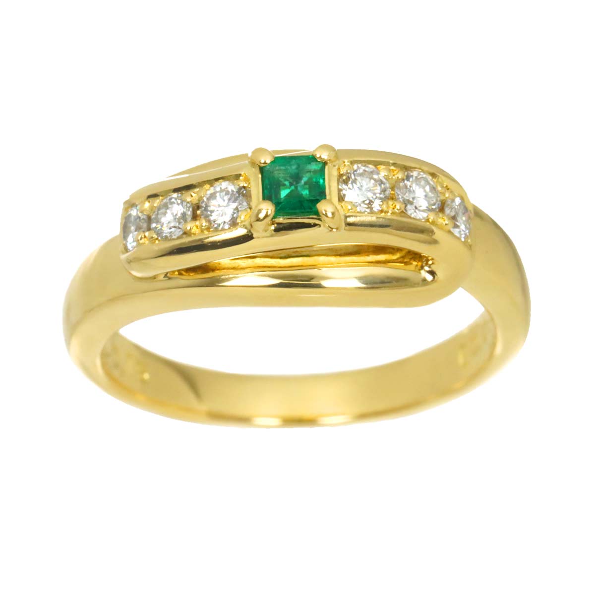 POLA Emerald 0.08ct Diamond 0.18ct Ring 18K YG 750 Size5.25(US)