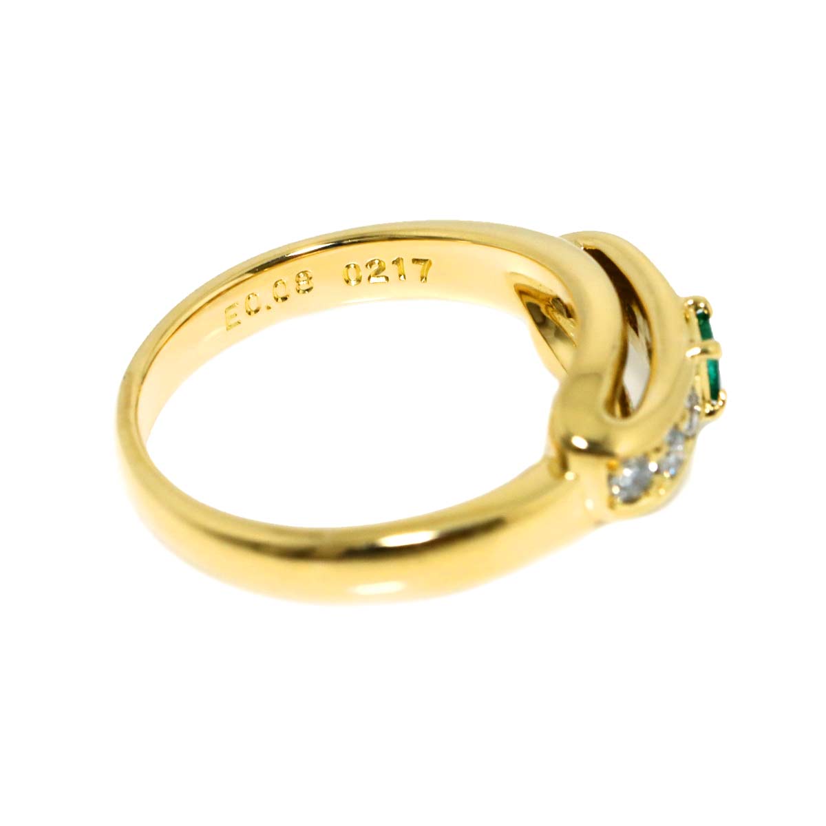 POLA Emerald 0.08ct Diamond 0.18ct Ring 18K YG 750 Size5.25(US)