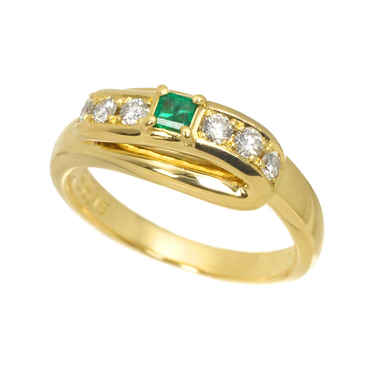 POLA Emerald 0.08ct Diamond 0.18ct Ring 18K YG 750 Size5.25(US)