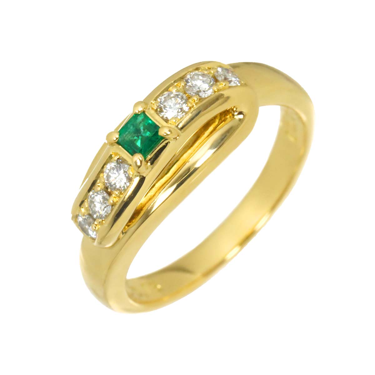 POLA Emerald 0.08ct Diamond 0.18ct Ring 18K YG 750 Size5.25(US)