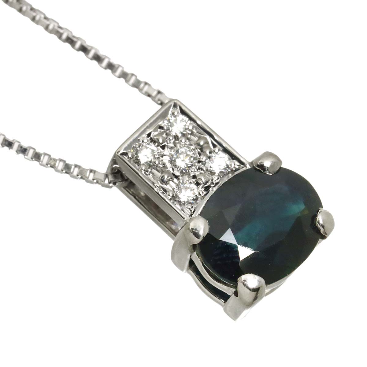 Sapphire 2.57ct Diamond 0.11ct Necklace Platinum