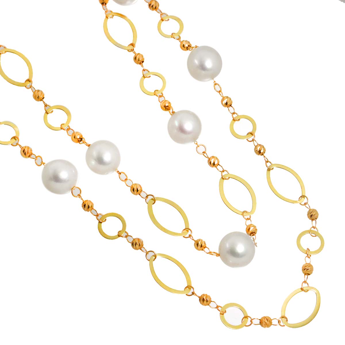 South Sea pearl 9.4-9.0mm Necklace 18K PG YG 750