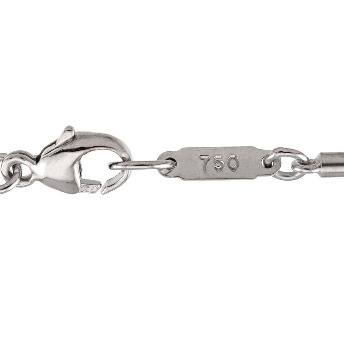Feather Lariat Long Necklace 18K White Gold 750
