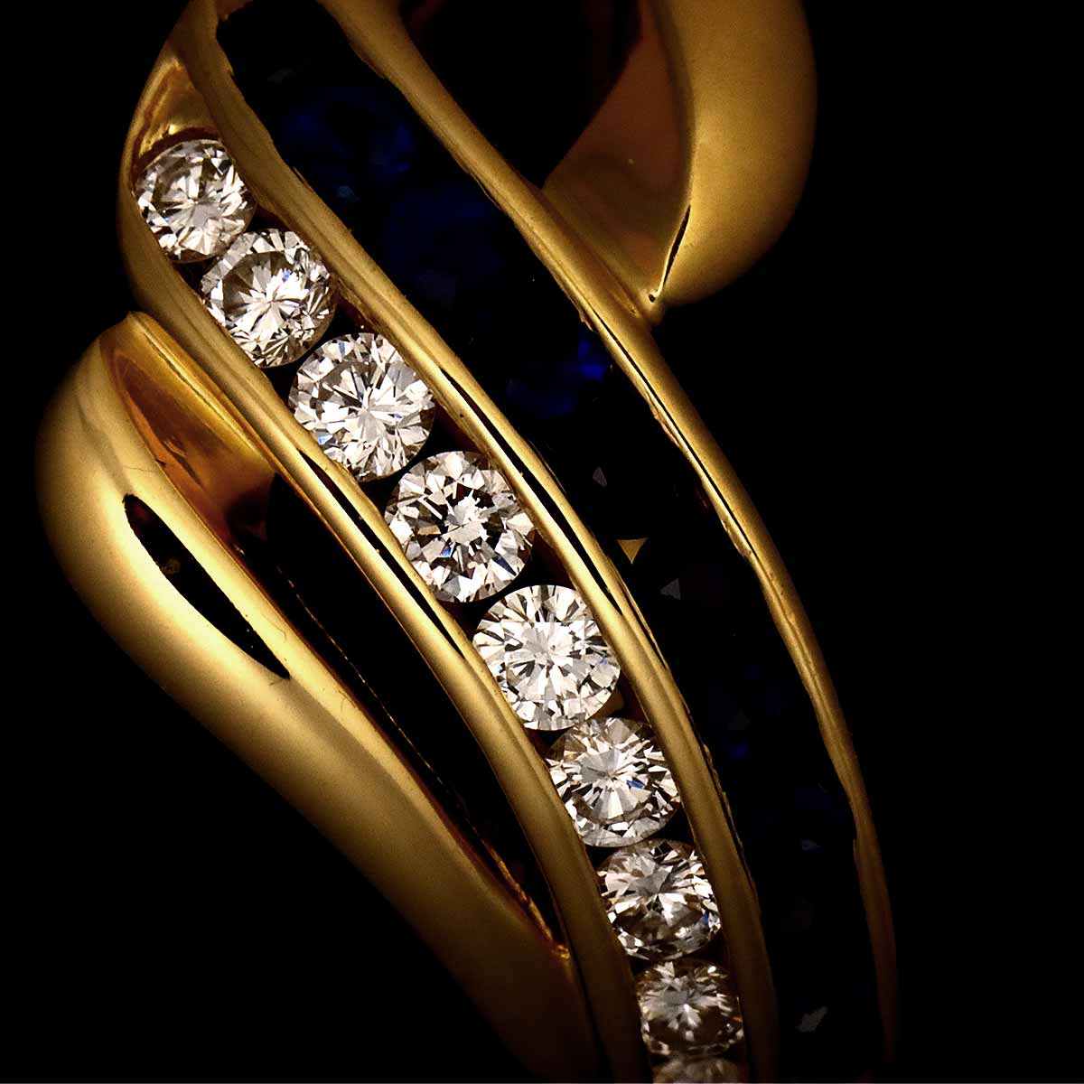 Sapphire 0.38ct Diamond 0.25ct Ring 18K YG 750 Size6.75(US)
