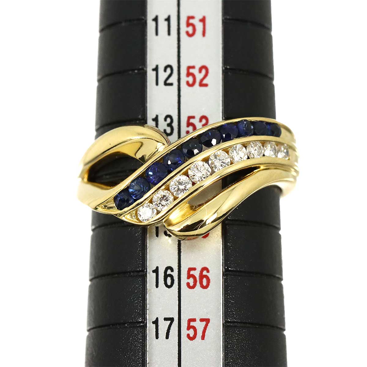 Sapphire 0.38ct Diamond 0.25ct Ring 18K YG 750 Size6.75(US)