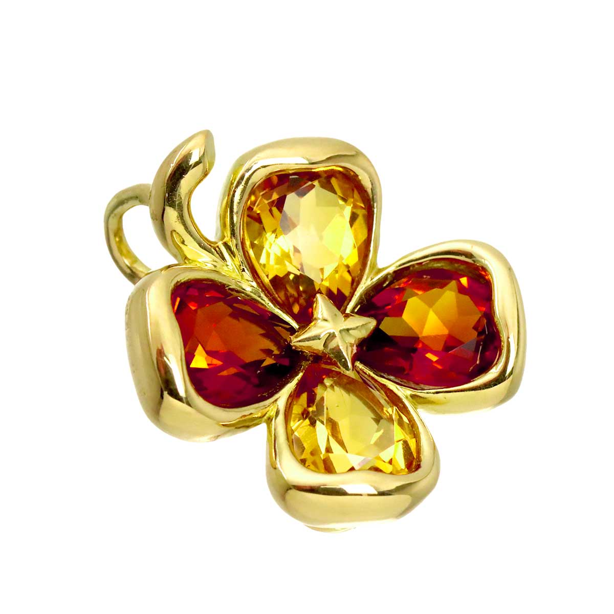 Pendant Top Garnet Citrine 18K Yellow Gold 750