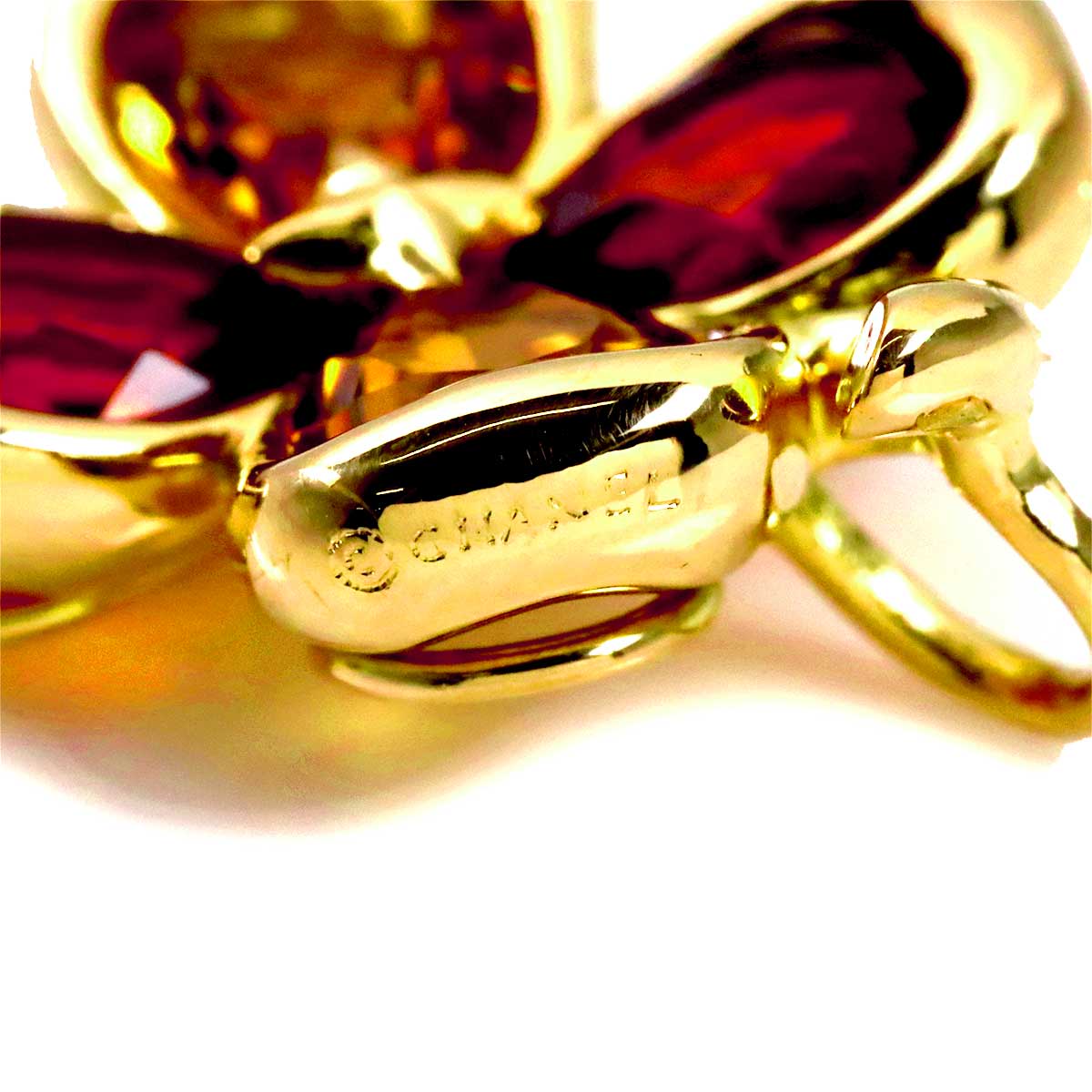 Pendant Top Garnet Citrine 18K Yellow Gold 750