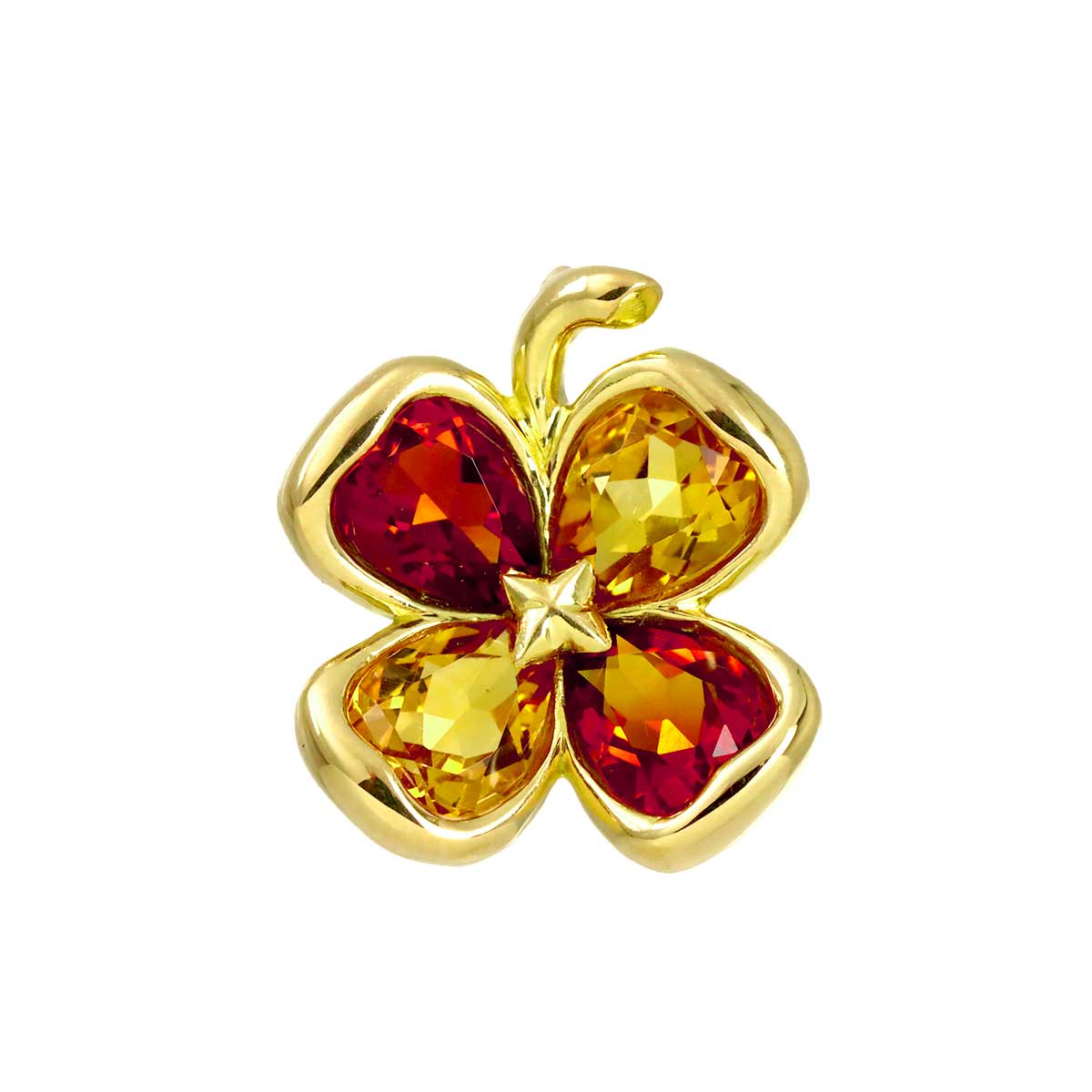 Pendant Top Garnet Citrine 18K Yellow Gold 750