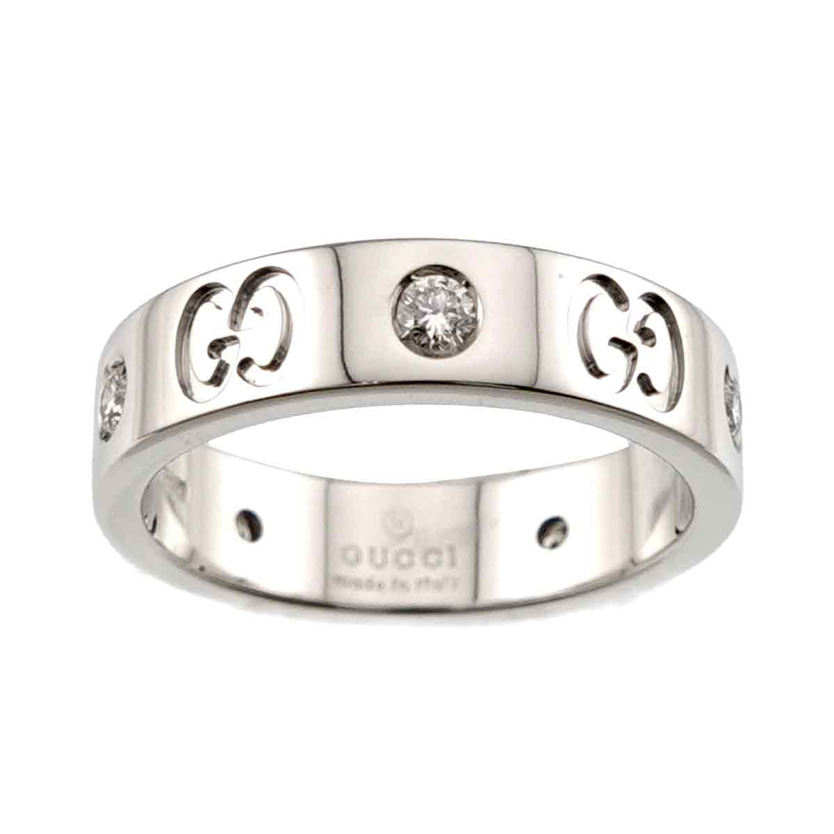 ICON Ring Diamond 18K WG White Gold 750 size7 3.75-4(US)