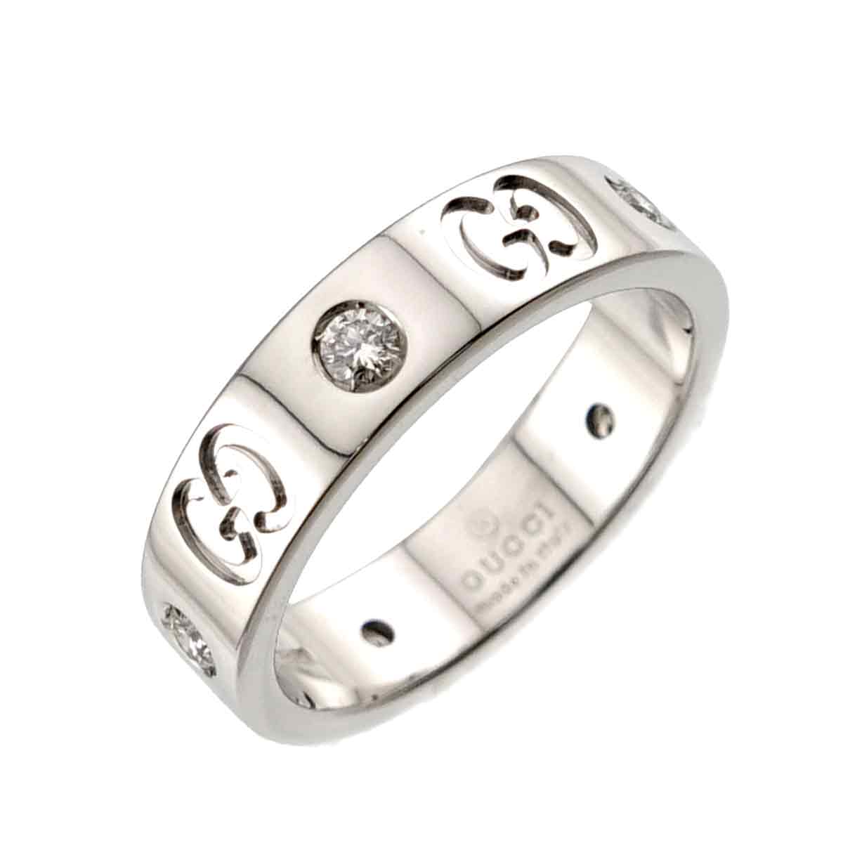 ICON Ring Diamond 18K WG White Gold 750 size7 3.75-4(US)
