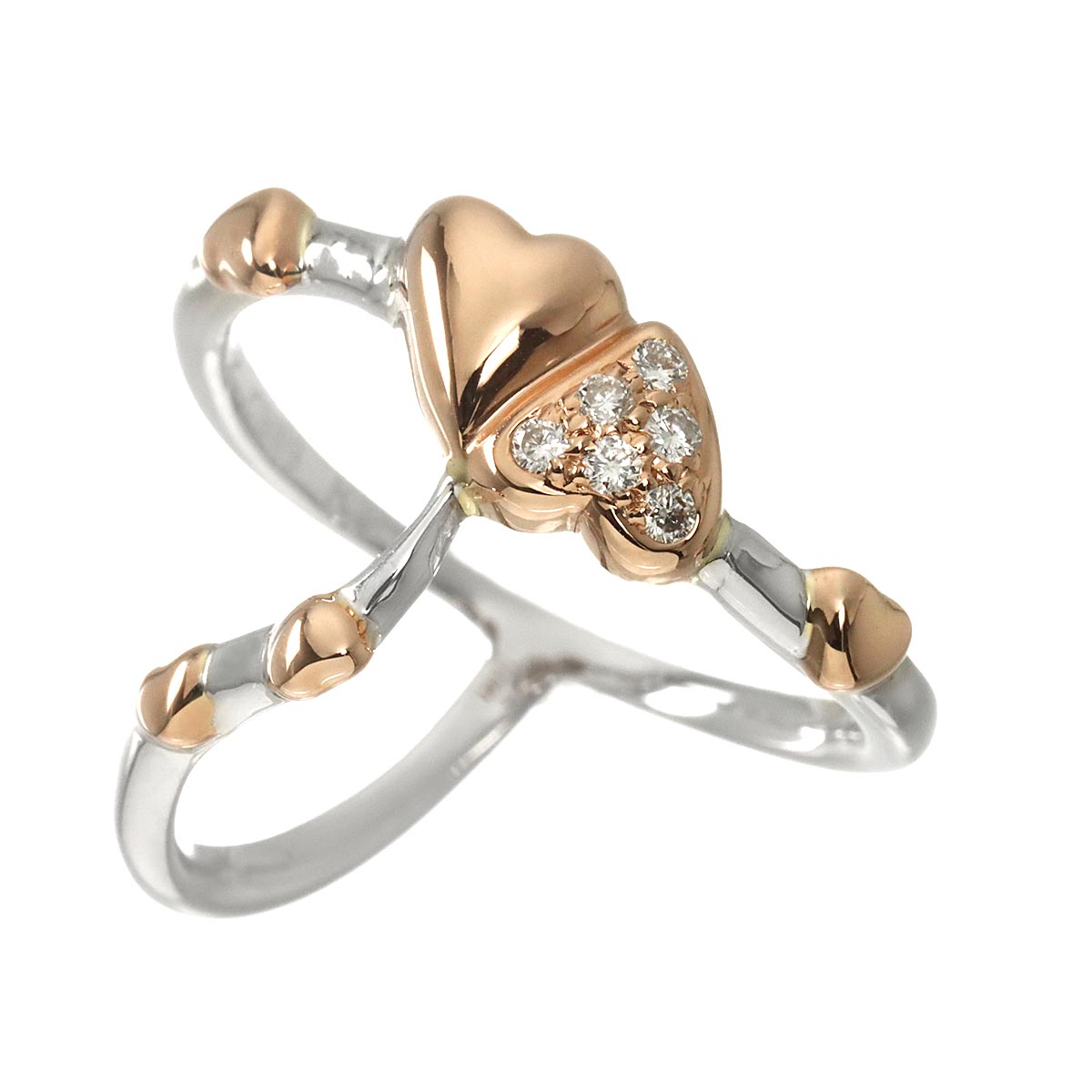 Diamond 0.10ct Ring 18K WG PG 750 Size7.75-8(US)