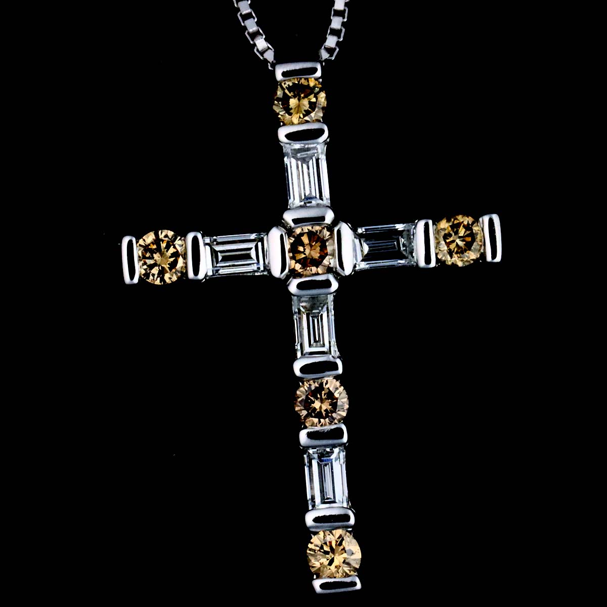 Diamond Cross Necklace 18K WG 750