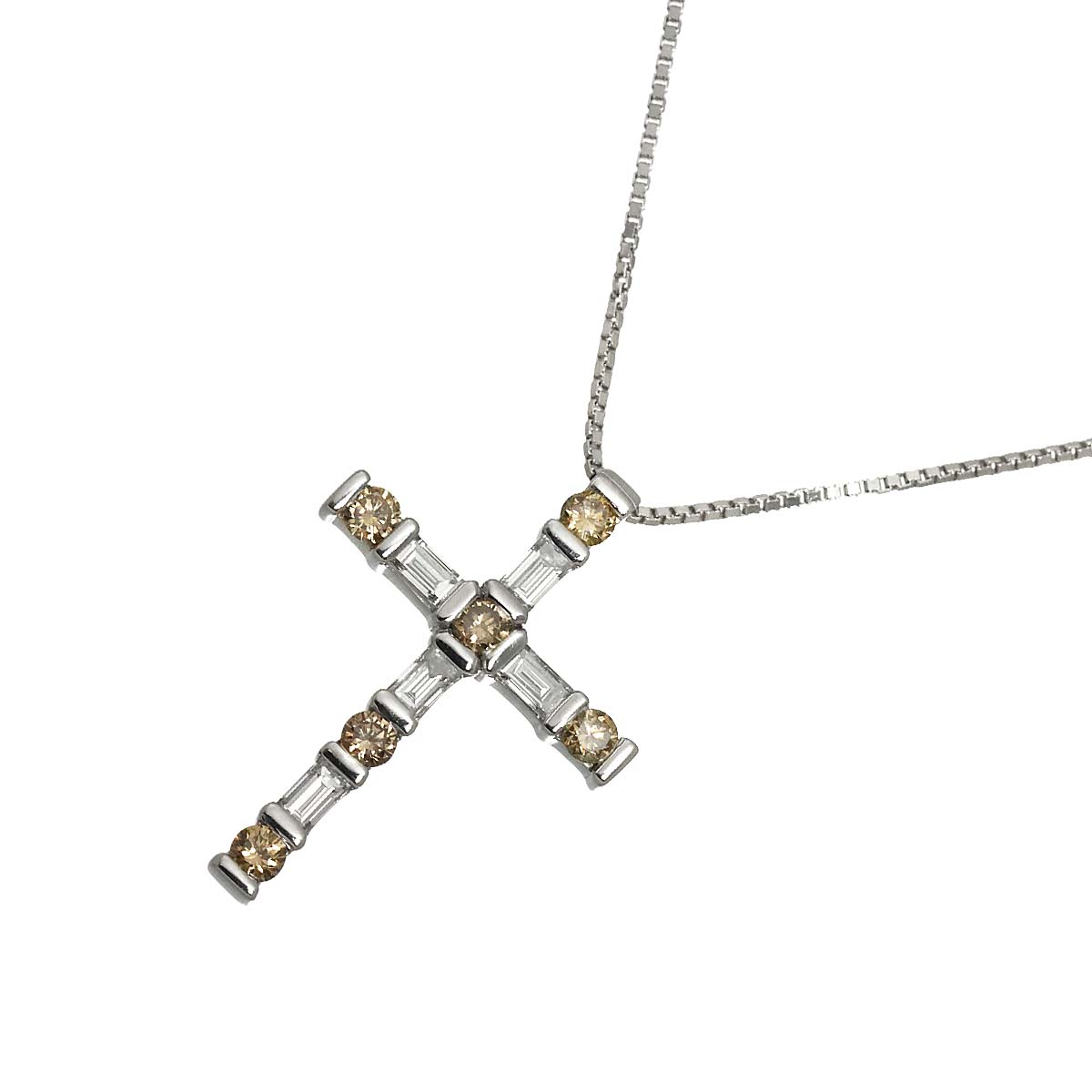 Diamond Cross Necklace 18K WG 750