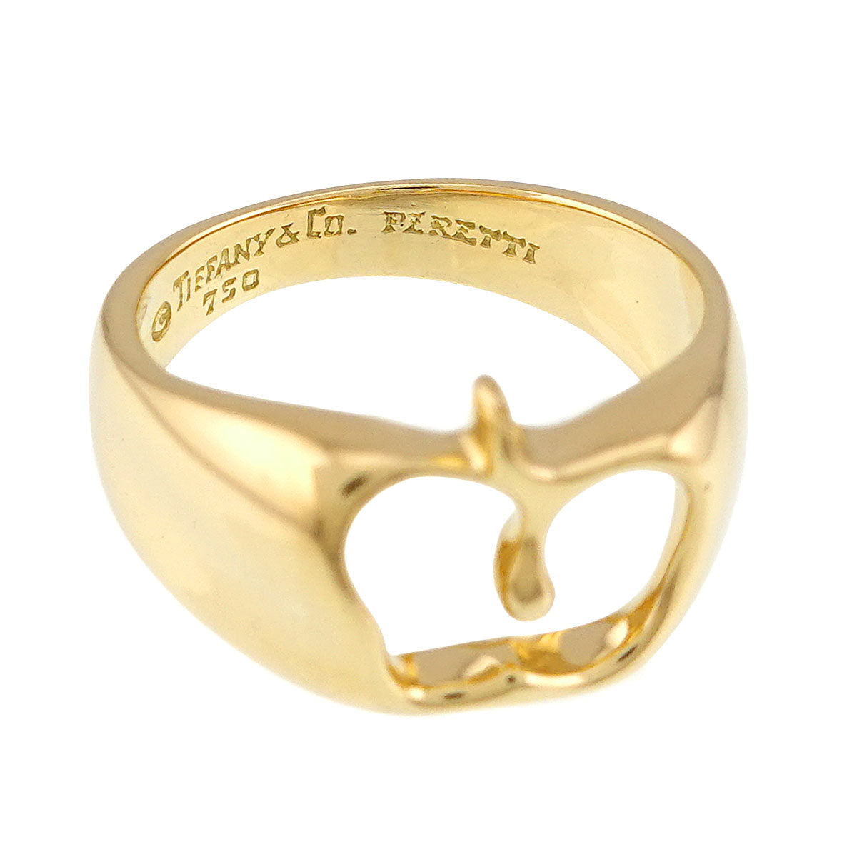 Apple motif Ring 18K K18 YG 750 size6.75(JPN)