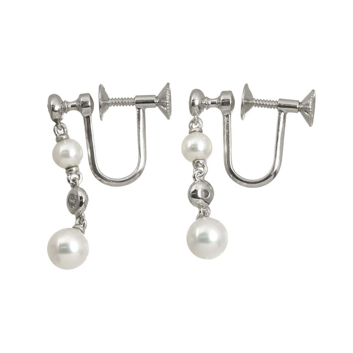 Akoya Pearl 5.5-4.2mm Diamond Earrings 18K WG 750