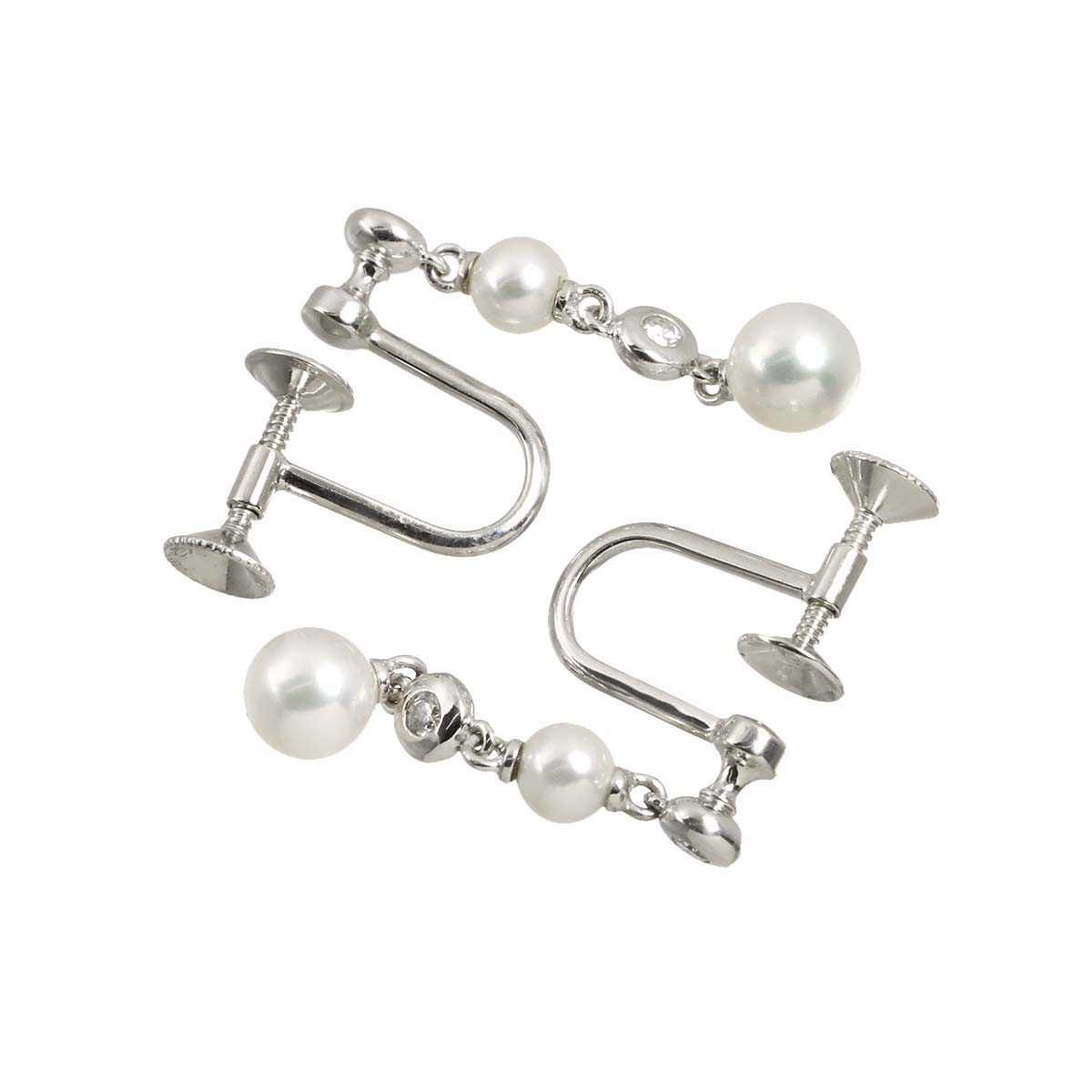 Akoya Pearl 5.5-4.2mm Diamond Earrings 18K WG 750