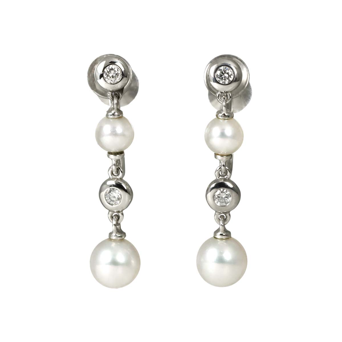 Akoya Pearl 5.5-4.2mm Diamond Earrings 18K WG 750