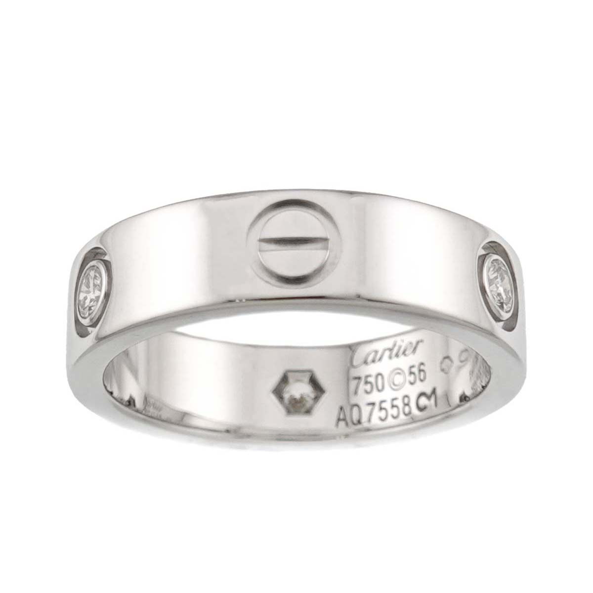 Love Ring Diamond 3P 18K White Gold 750 size56 7.25(US)