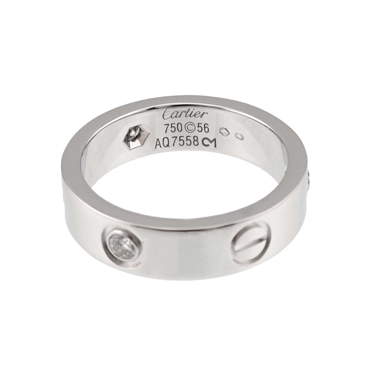 Love Ring Diamond 3P 18K White Gold 750 size56 7.25(US)