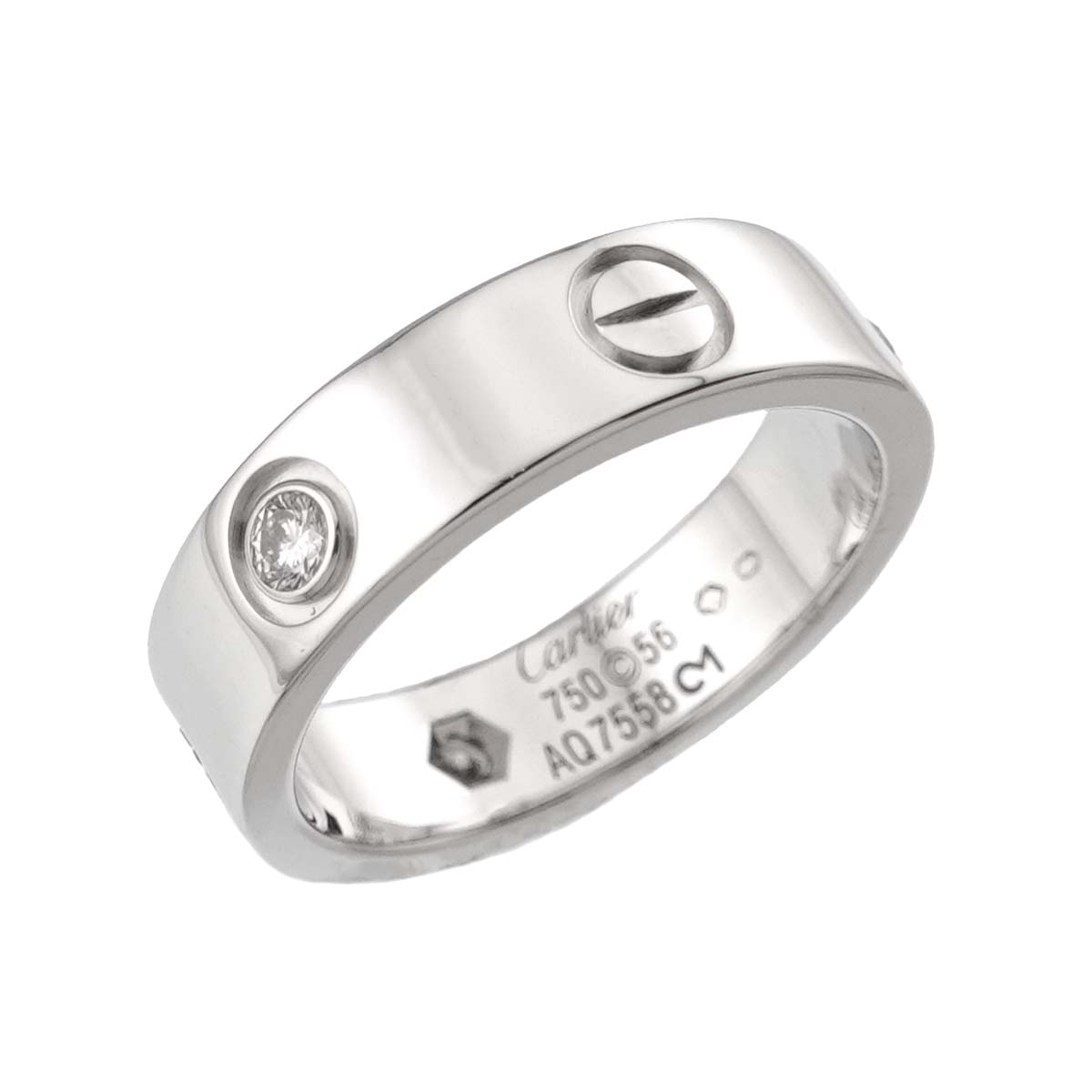 Love Ring Diamond 3P 18K White Gold 750 size56 7.25(US)