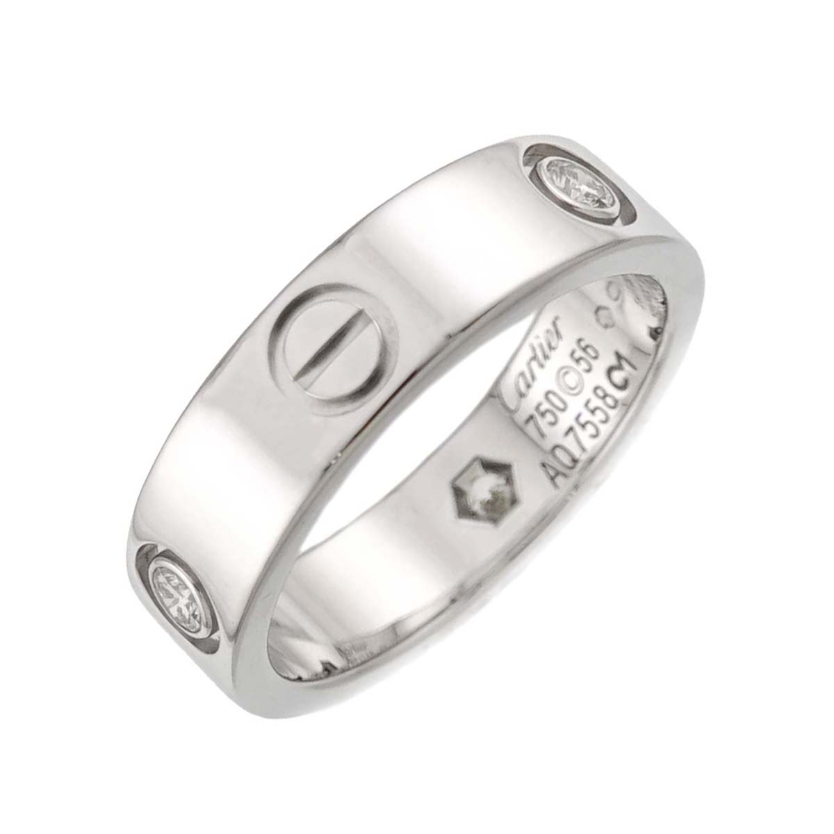 Love Ring Diamond 3P 18K White Gold 750 size56 7.25(US)
