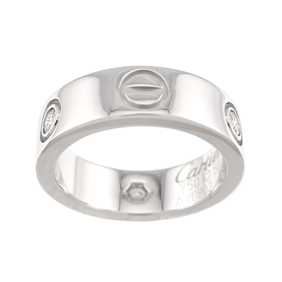 Love Half Diamond Ring 18K White Gold 750 size50 5-5.25(US)