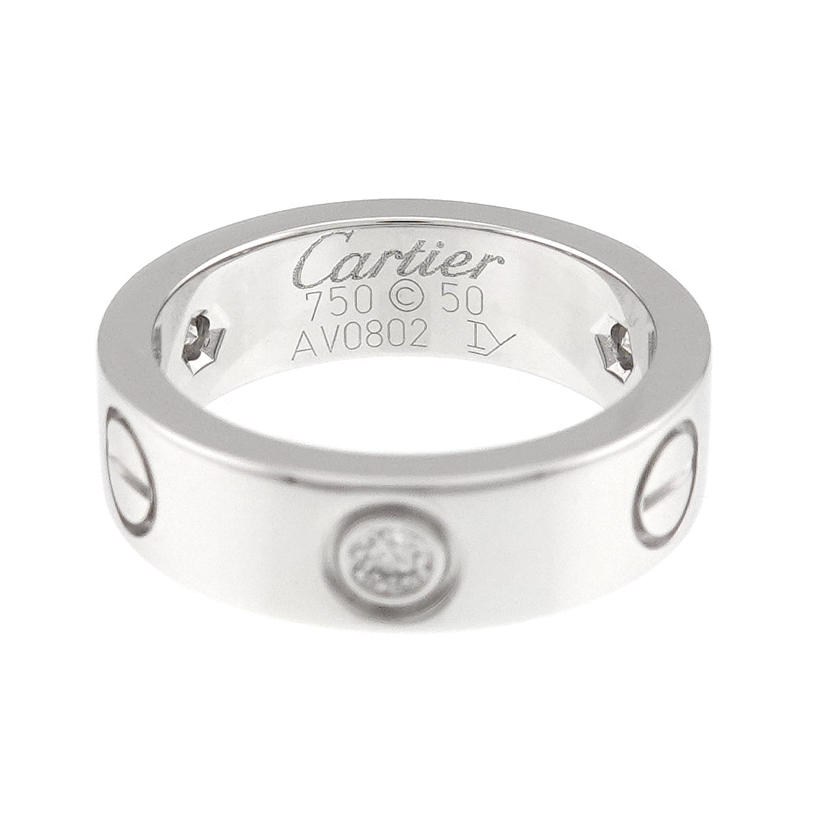 Love Half Diamond Ring 18K White Gold 750 size50 5-5.25(US)