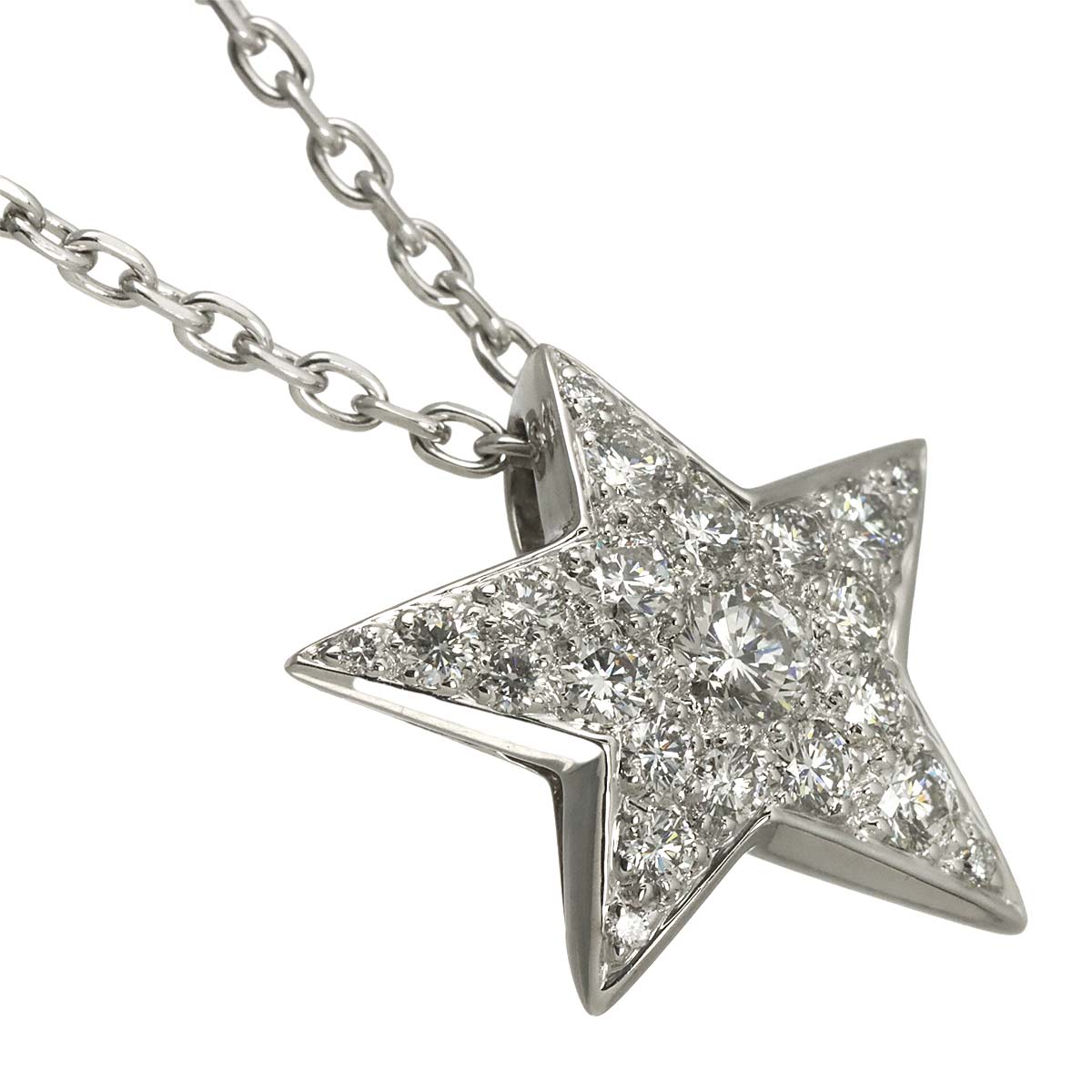 Comet Diamond Necklace LM 18K White Gold 750