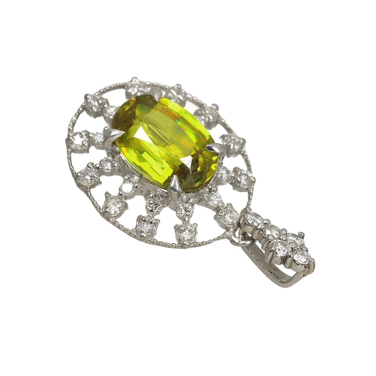 Sphene 1.90ct Diamond 0.32ct Pendant Top Pt Platinum