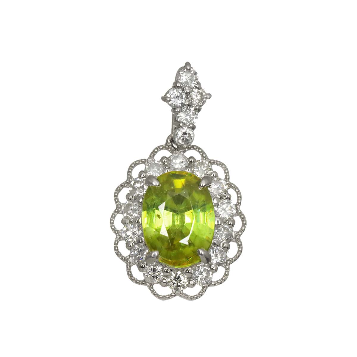 Sphene 1.78ct Diamond 0.51ct Pendant Top Pt Platinum