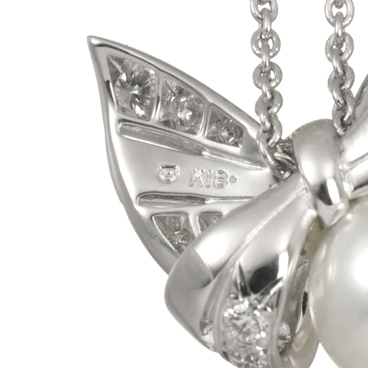 Akoya Pearl 8.4mm Diamond Necklace 18K White Gold 750