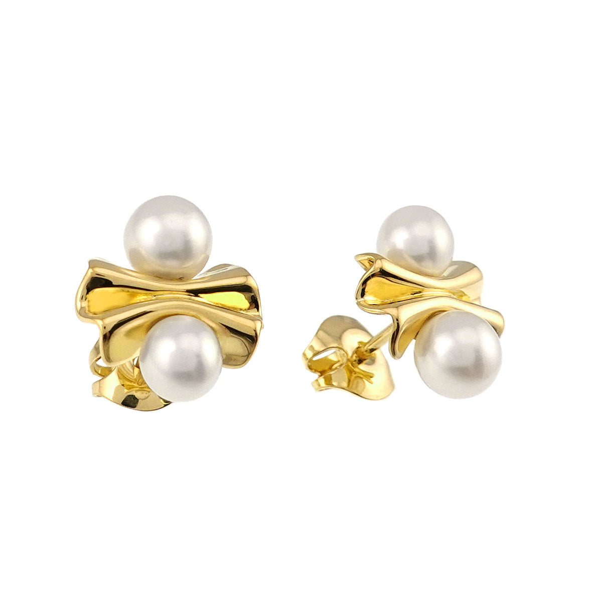 Akoya Pearl Earrings Pierced 18K YG 750