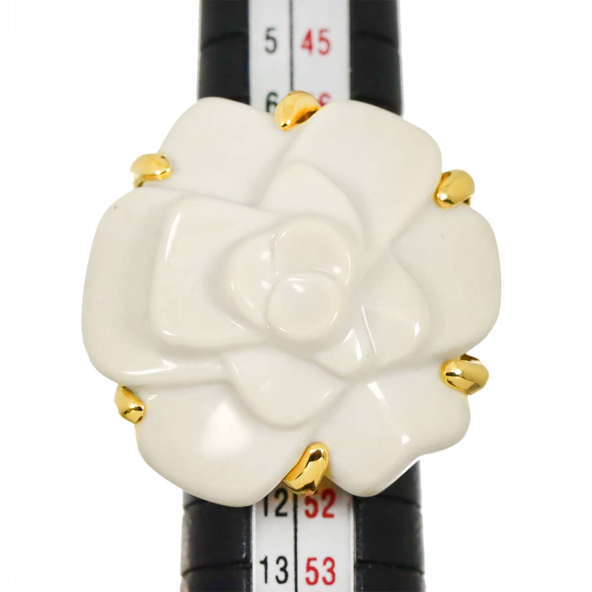 Camellia Cacholong Ring 18K YG 750 Size5-5.25(US)