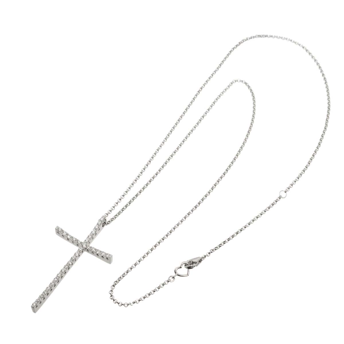 Cross Motif Diamond 0.65ct Necklace 18K White Gold 750