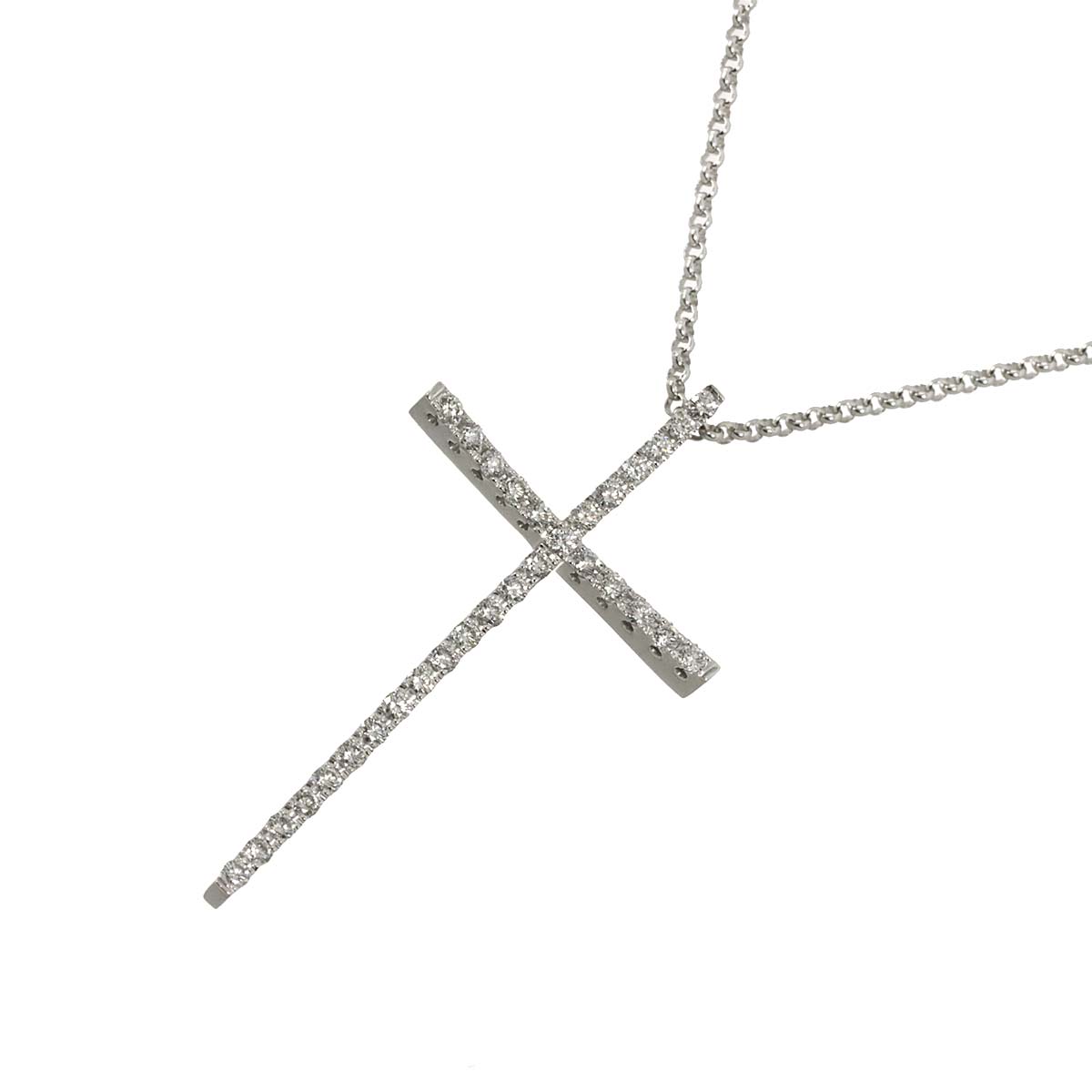 Cross Motif Diamond 0.65ct Necklace 18K White Gold 750