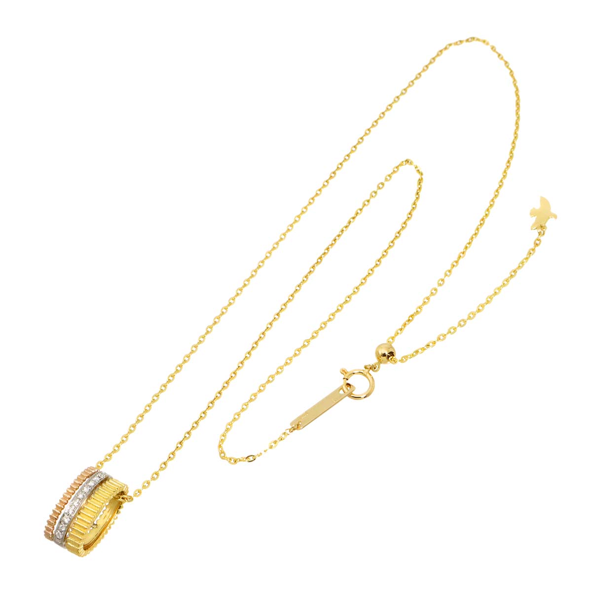Diamond Ribbon Necklace K18 YG PG 750 Pt