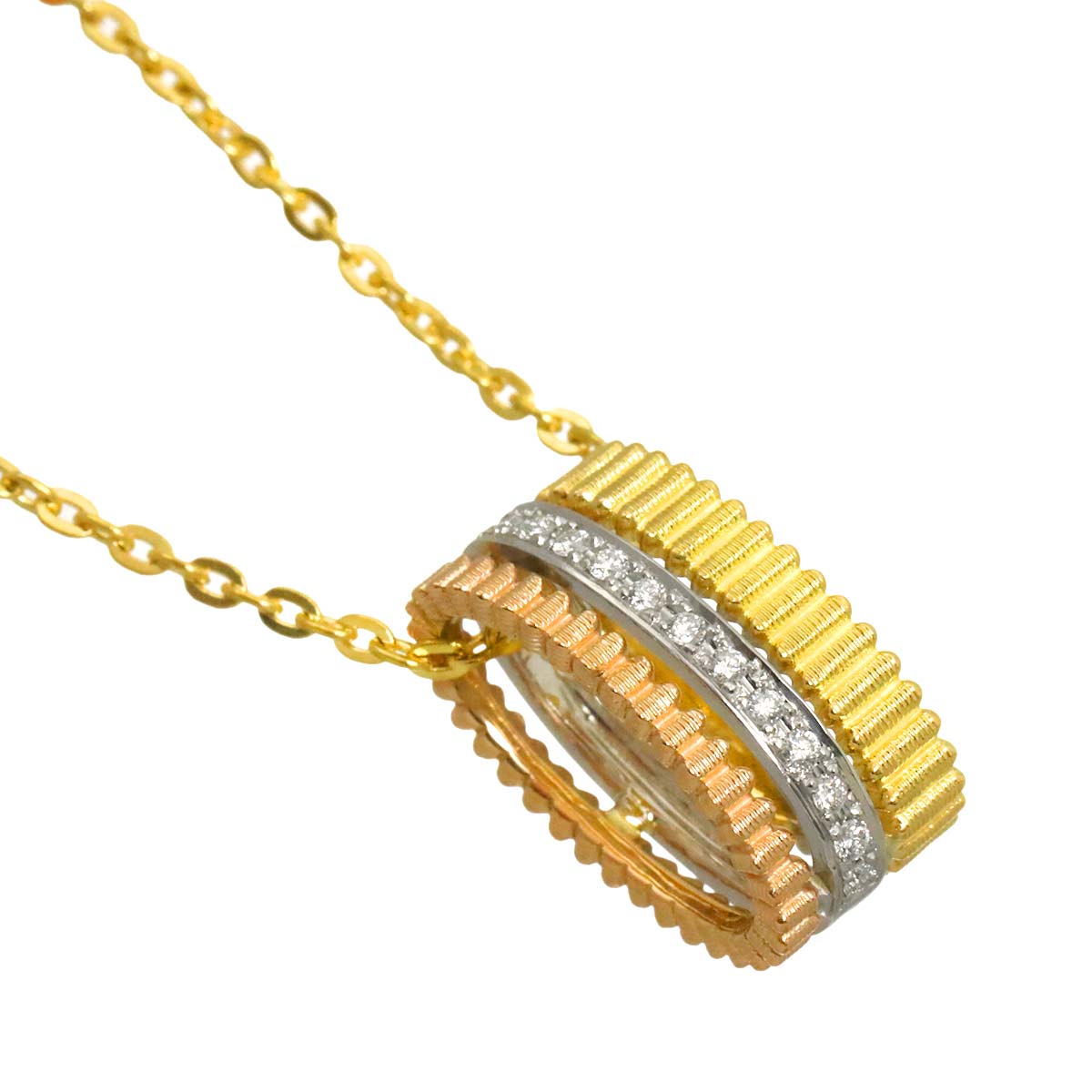 Diamond Ribbon Necklace K18 YG PG 750 Pt