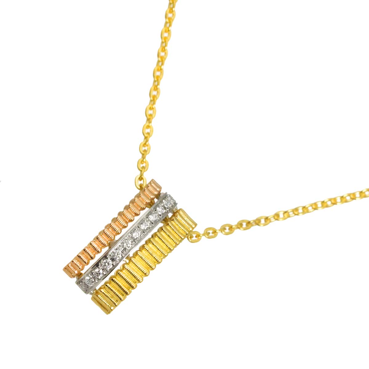 Diamond Ribbon Necklace K18 YG PG 750 Pt